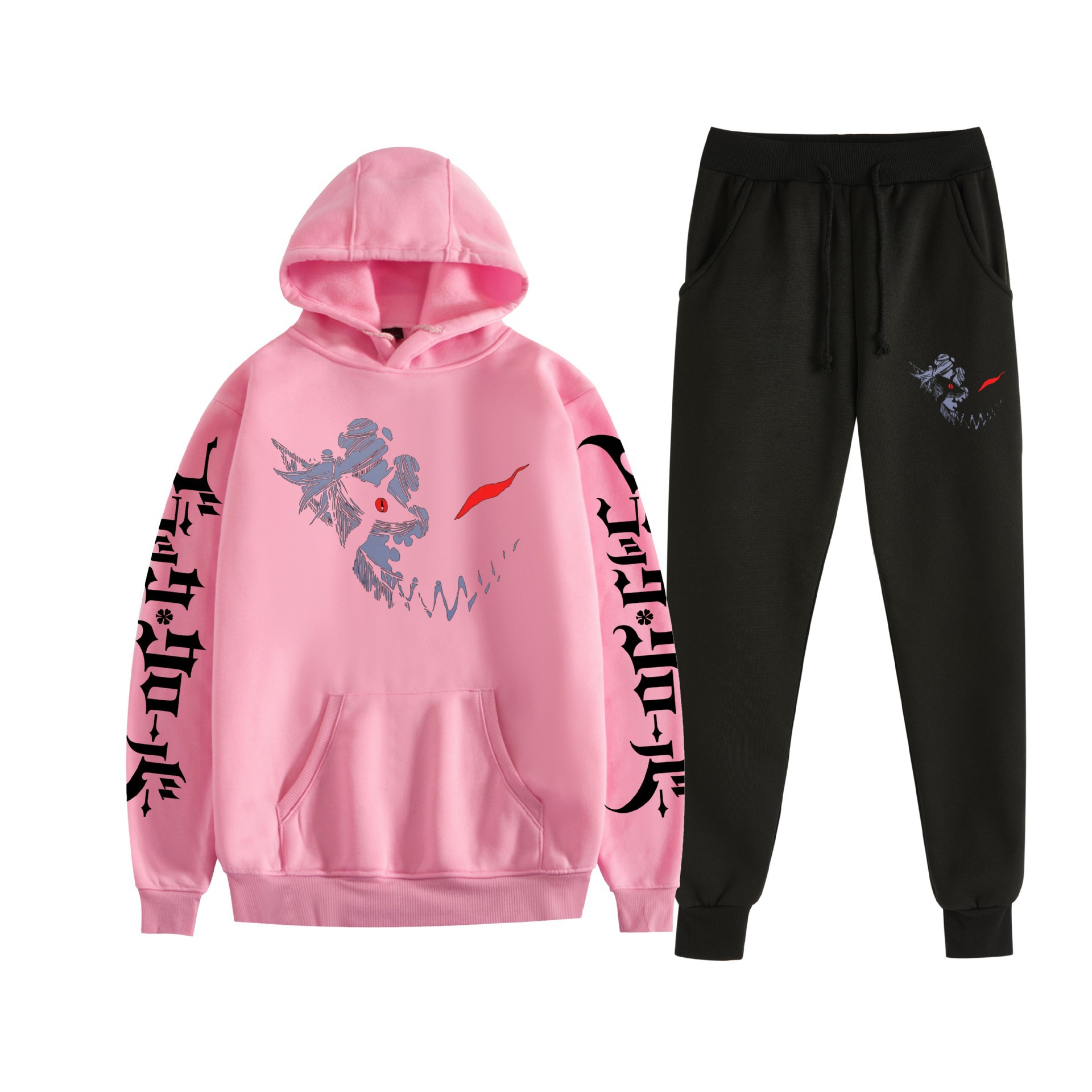 Comercio exterior nuevo estilo riman negro trébol de cuatro hojas Black Clover suéter con capucha corsés traje de dos piezas