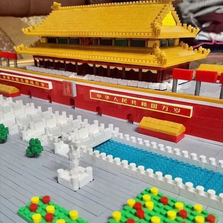 Совместимо с конструктором Lego Tiananmen Запретного города сборно-конструкторные блоки и игрушечные головоломки, моделирование сборки высокой сложности микро-гранулированной креативности