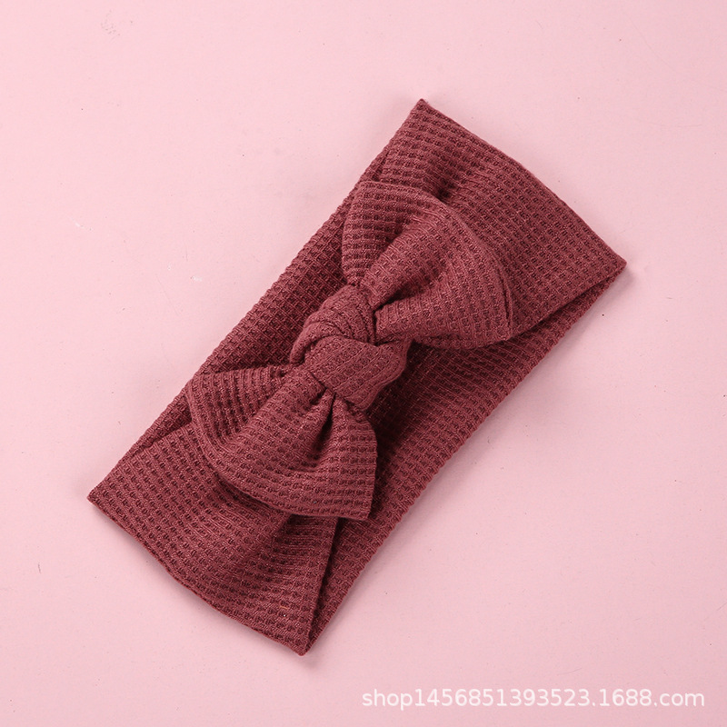 Tocado para bebé, diadema tipo waffle de lana, arco de punto, banda de pelo para niños, venta al por mayor para comercio exterior.