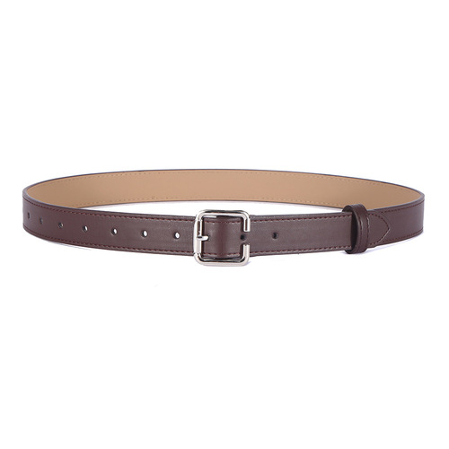Casual versatile belt for women, simple square buckle with jeans, shirt, wide belt, Korean style student simple belt
