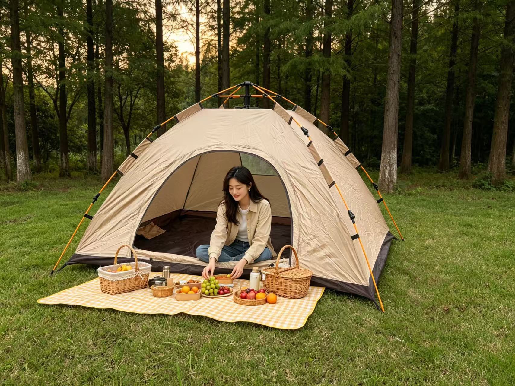 Tent Camping Tent Automatic No-Setup Required 3-4 Person Mosquito-Proof Sun Protection Portable Beach Camping Single-Person Hiking Gear