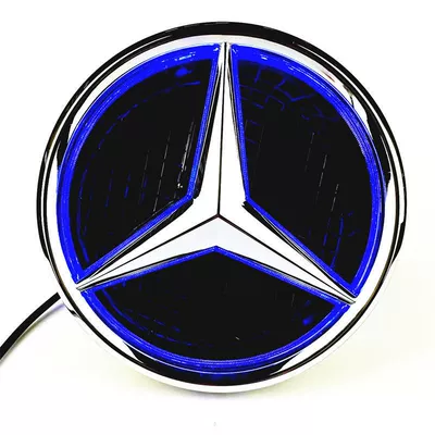 C E GLK ML grade solid – Car logo - w205-rotary-type-applicable-to-various-models-silver-edge-blue-light