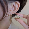 Earrings, asymmetrical silver needle, cat's eye, Korean style, silver 925 sample