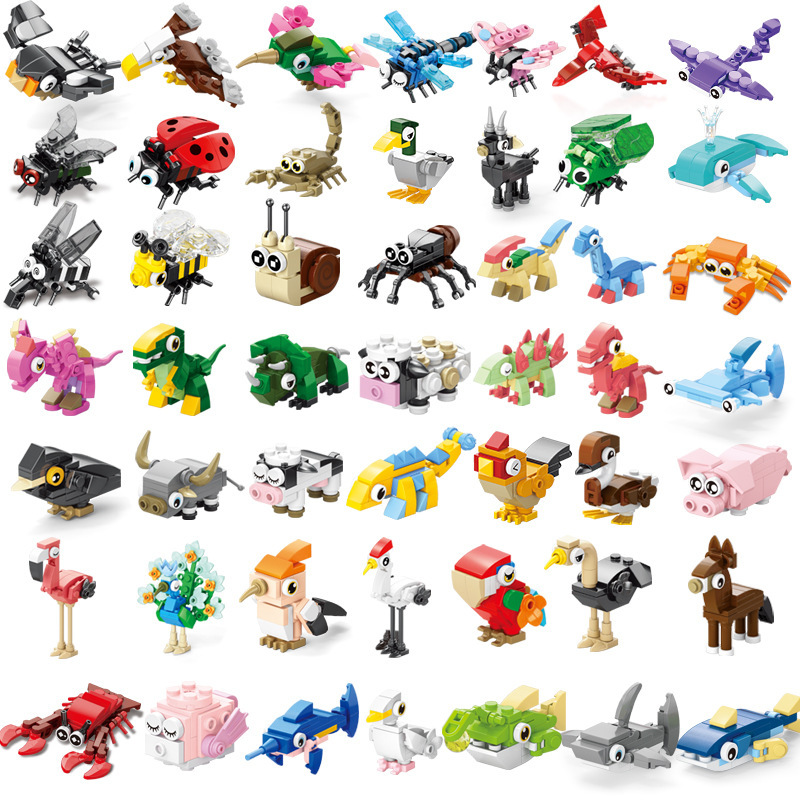 Compatible with Lego Building Blocks Bird Paradise Insect World Marine Animals Children's Assembled Toys Six One Gift Wholesale
