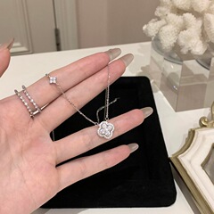 S925純銀幸運四葉草ネックレス超閃精致気質高級感クロスボーダーアクセサリー彼女プレゼント