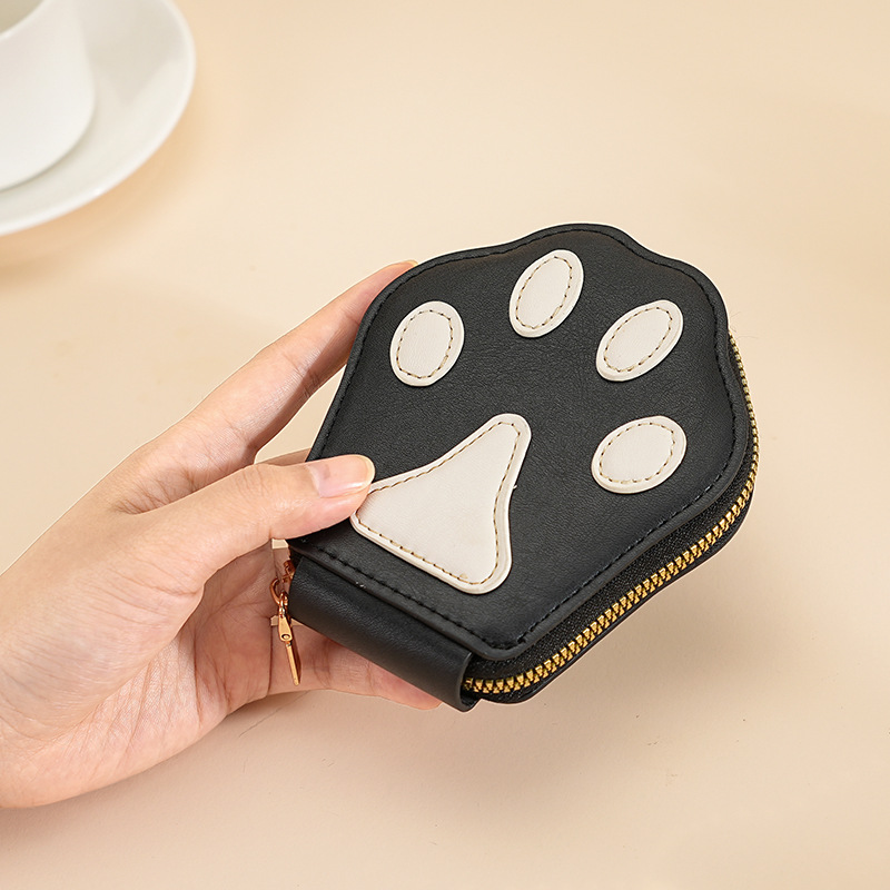 Multifuncional linda palma de gato de moda para mujeres bolsas de tarjetas de dibujos animados versátiles bolsas de cambio lujosas simples bolsas de identificación de mujeres