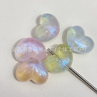 通孔透色细闪屁桃爱心串珠笔配件手机钥匙链包挂diy手工散珠材料