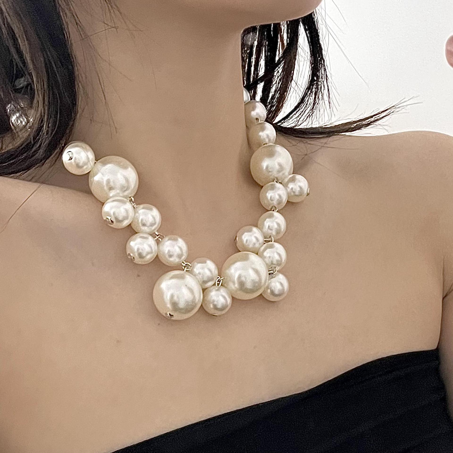 Fashion Big Small Bohemian Pearls Stitching Necklace for Women