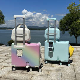 行李箱儿童可坐骑2025新款女孩20寸小旅行箱子母登机男宝宝拉杆箱
