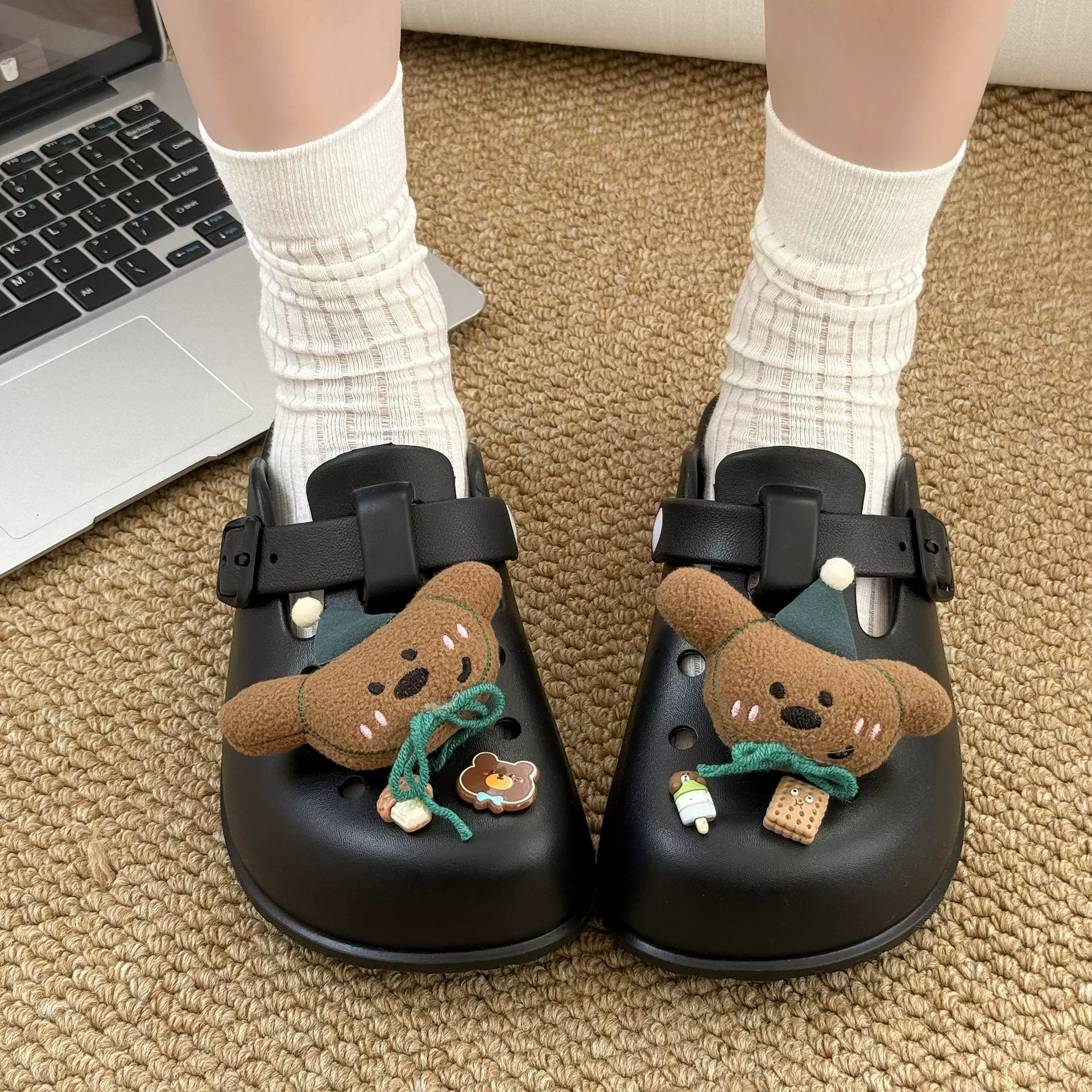 软底舒适卡通小熊eva拖鞋外穿情侣夏季百搭 包头勃肯鞋休闲女凉鞋