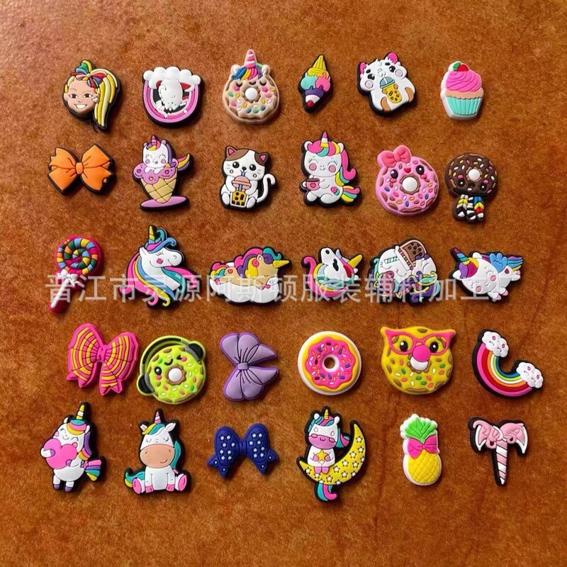 New rainbow colorful horse donut unicorn PVC shoe buckle hole shoes shoe flower accessories cartoon DIY accessories
