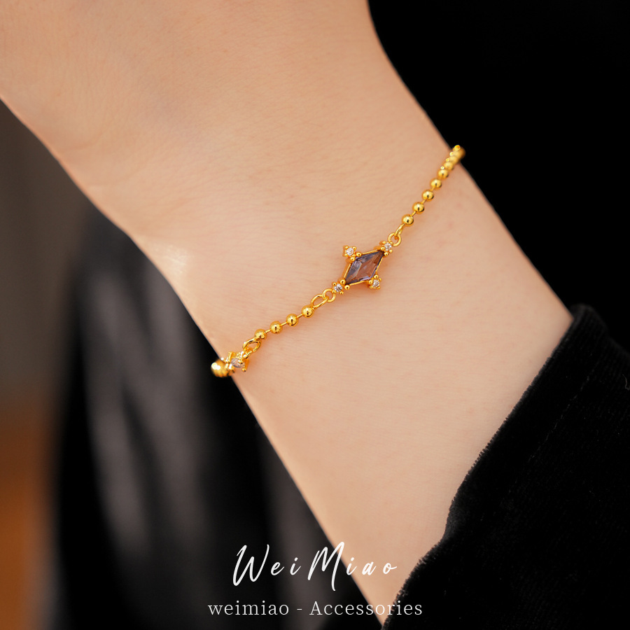 Elegante y simple pulsera de piedra de diamante púrpura lujoso ligero nicho de alta sensación pulsera simple y versátil temperamento joyería image 5