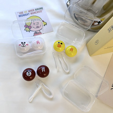 厂家直供便携隐形眼镜盒小巧迷你卡通可爱韩国鸡兔熊个性伴侣盒批
