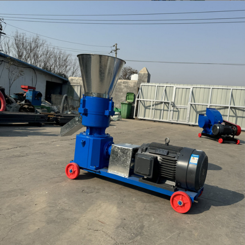 新款轮转饲料颗粒机 牛羊马饲料颗粒生产线时产1吨鸡饲料颗粒机组