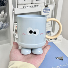 【大きな目】高足うがいカップ漫画歯ブラシカップトイレカップルカップ大容量厚いハンドル付き