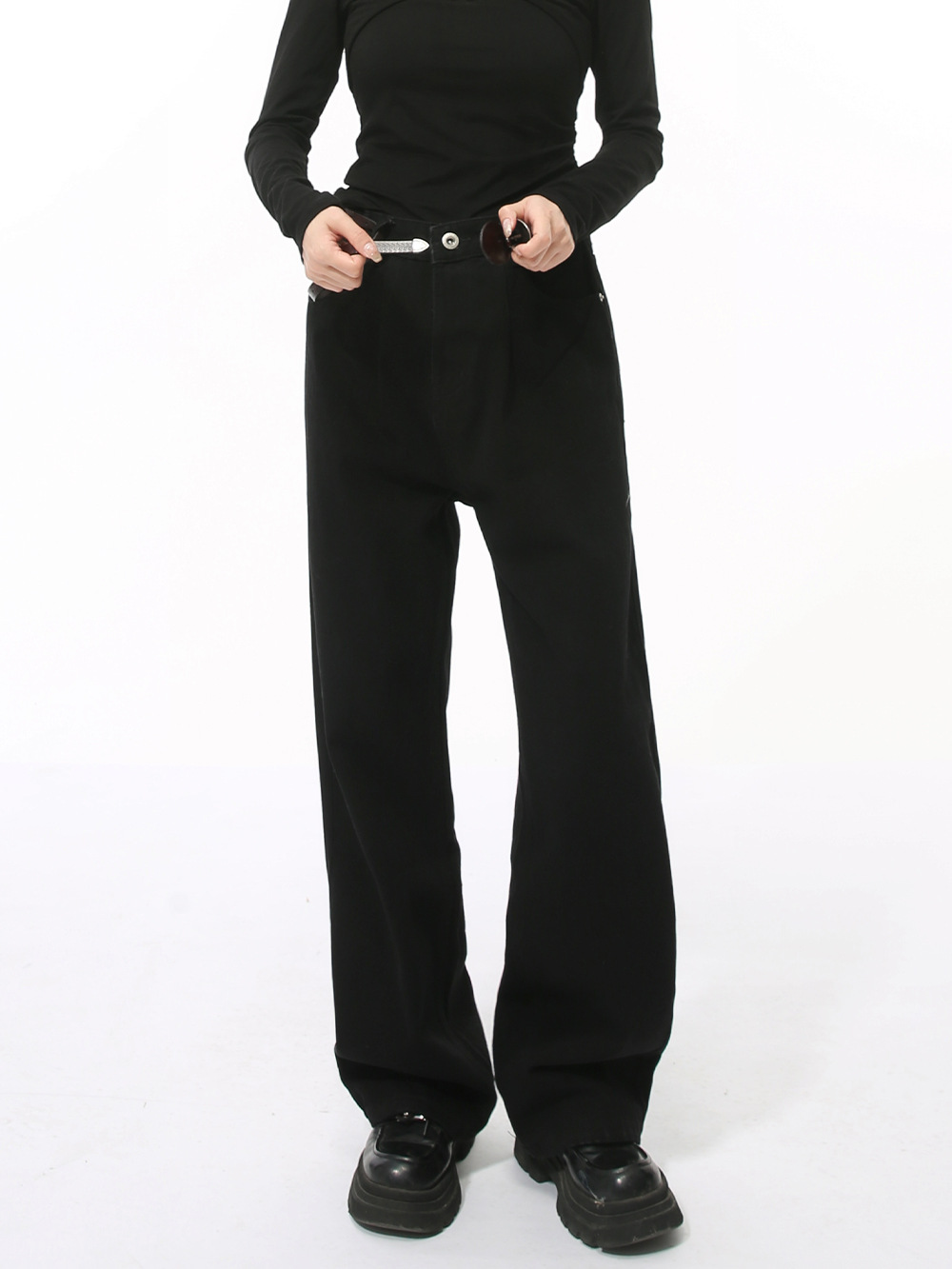 MTLCLOTHES Hombres| Nuevos productos de otoño coreanos básicos minimalistas de color sólido con jeans casuales sueltos