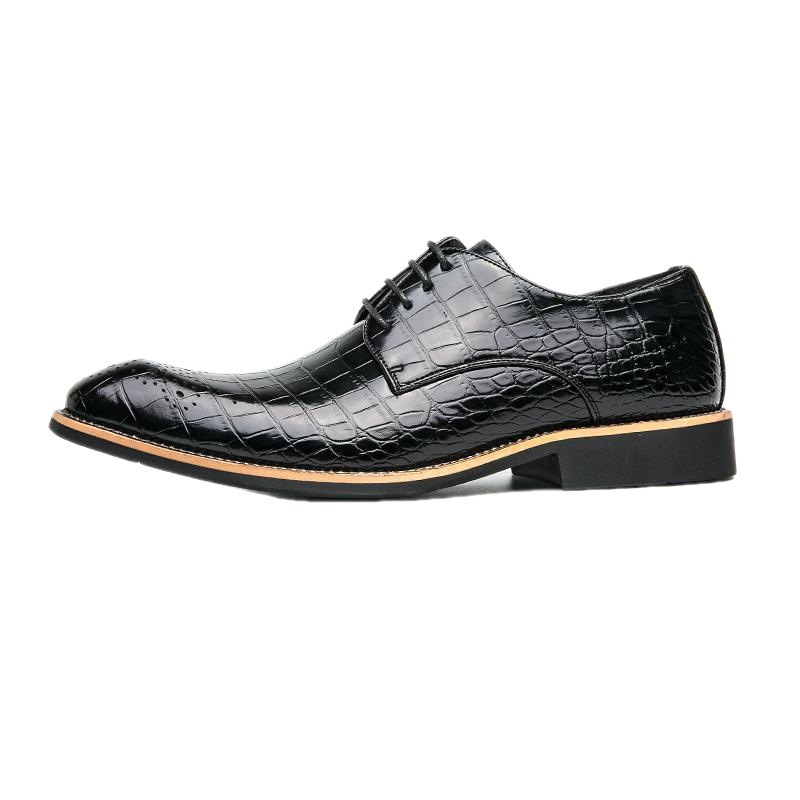 Zapatos de cuero de punta, ropa de negocios para hombres, nuevos zapatos de cuero casuales de moda coreana, zapatos de boda de cordón para hombres. image 6