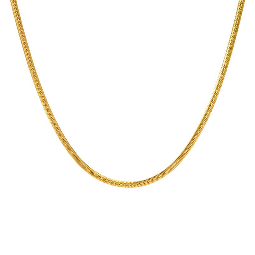 Cruz-frontera europea y americana de acero inoxidable no desvanecimiento collar de oro-plateado Luz de lujo cadena clip cadena llana acabada al por mayor