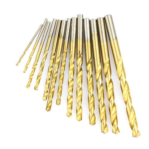 Xinsentuo 13pcs titanium-plated twist drill hand electric drill punching tool set wholesale titanium-plated hole woodworking drill bit
