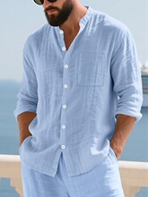 N 12086 Men's Linen Button-Up Shirt ������� �羳ŷ��