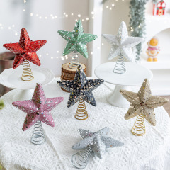 ホット販売クリスマスデコレーションツリートップスターフォーム五芒星粘着ダイヤモンドパウダークリスマスツリートップ装飾シーンアレンジメント