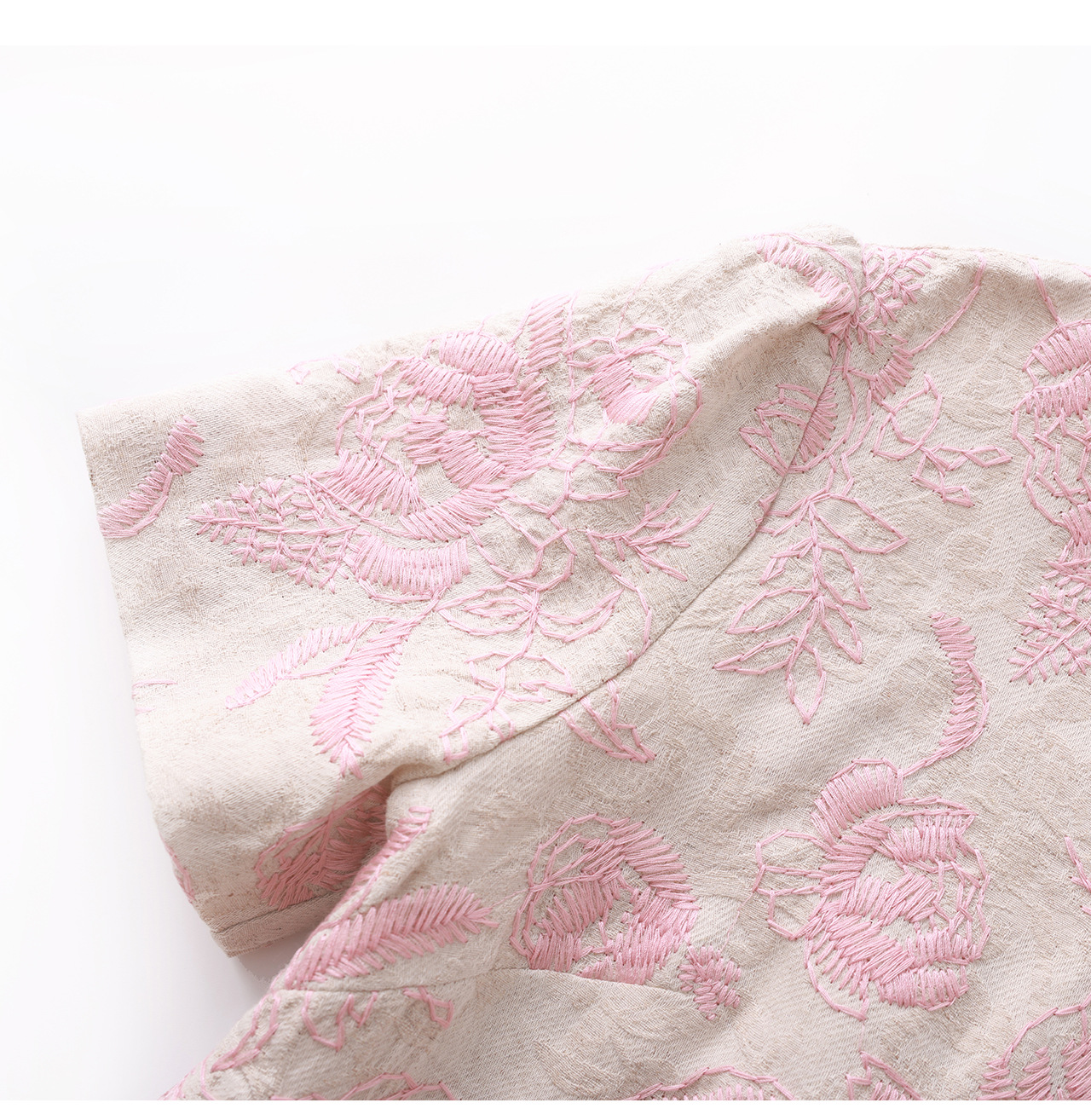 Đầm chữ A thêu jacquard tay ngắn mùa xuân hè — xanh lam chi tiết 24