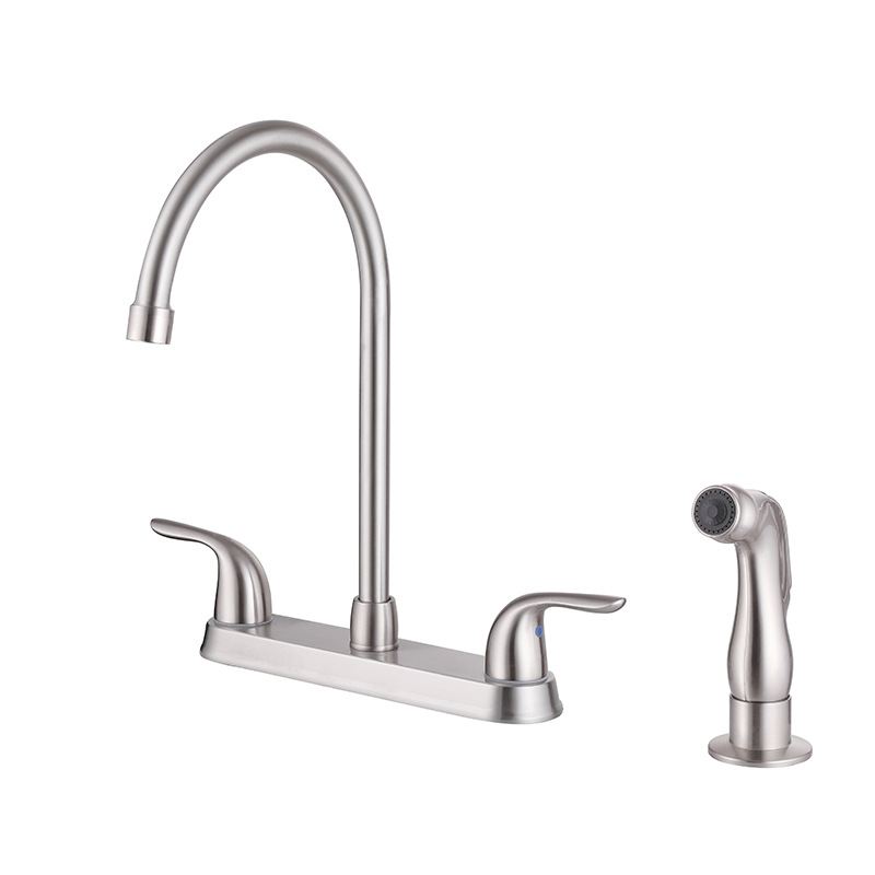 Cuarto de baño frío y caliente de cuatro pulgadas, fregadero de cocina, plato de verduras, grifo doble de dos orificios