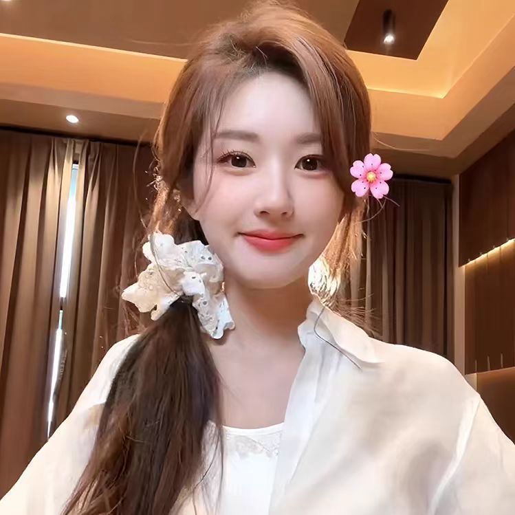 赵露思同款蕾丝发圈丸子头发绳高级感大肠发圈绑头发头花发饰批发|undefined