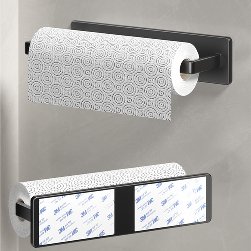Gun gray kitchen paper towel rack, punch-free cabinet hanger, cling film bag storage rag rack, wall-mounted roll paper rack