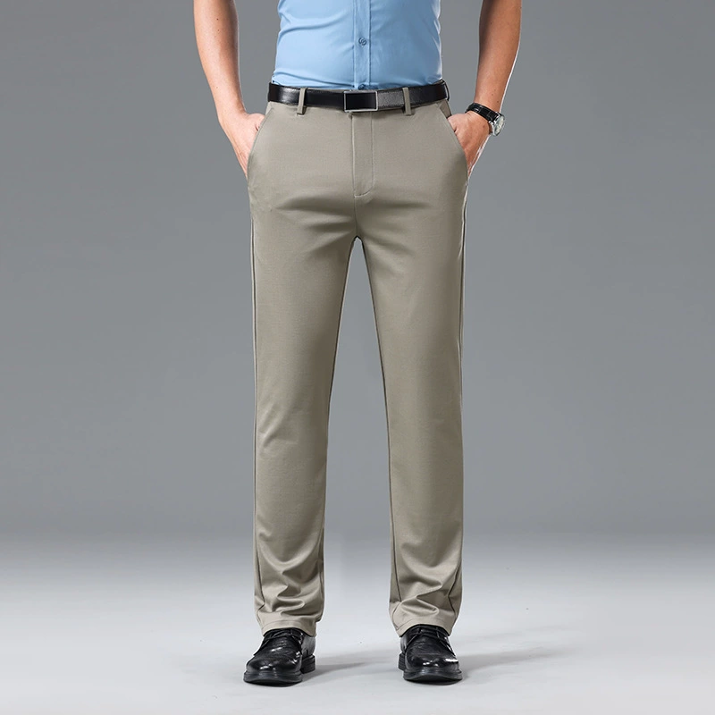 Мужские брюки из шелка тутового дерева с четырехсторонним стрейчем, прямые, дышащие, драпированные, антиморщинные, летний стиль, 2025