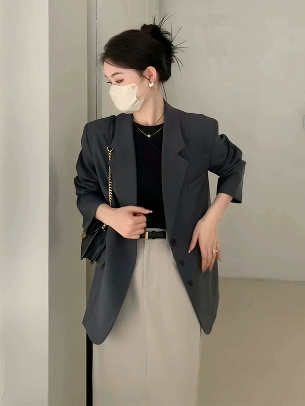 小个子西装外套女炸街黑色职业2025早秋季新款韩系设计感百搭西服|undefined