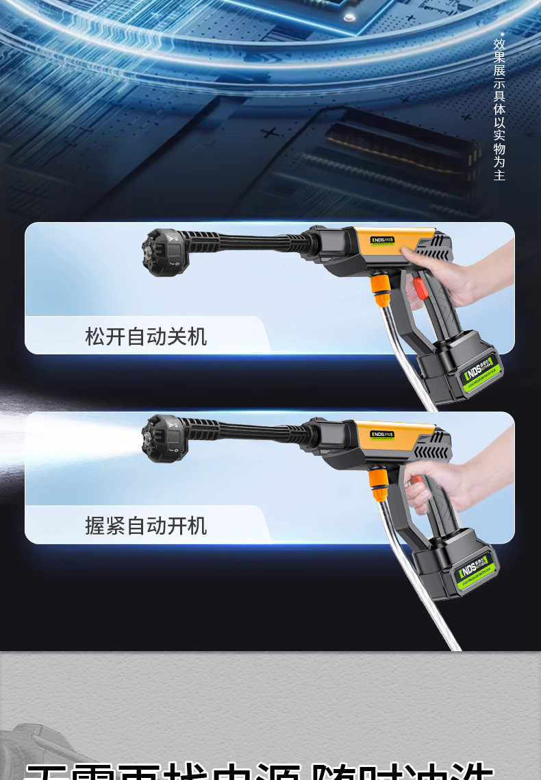New Cross-Border Household High-Pressure Car Wash 21V Lithium Battery Car Wash Water Gun Portable Lithium Battery Wireless Car Wash Machine