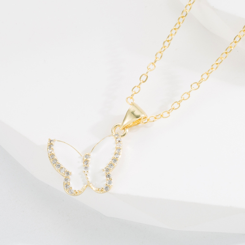 Fashion Butterfly Bird Copper Pendant Necklace Gold Plated Zircon Copper Necklaces