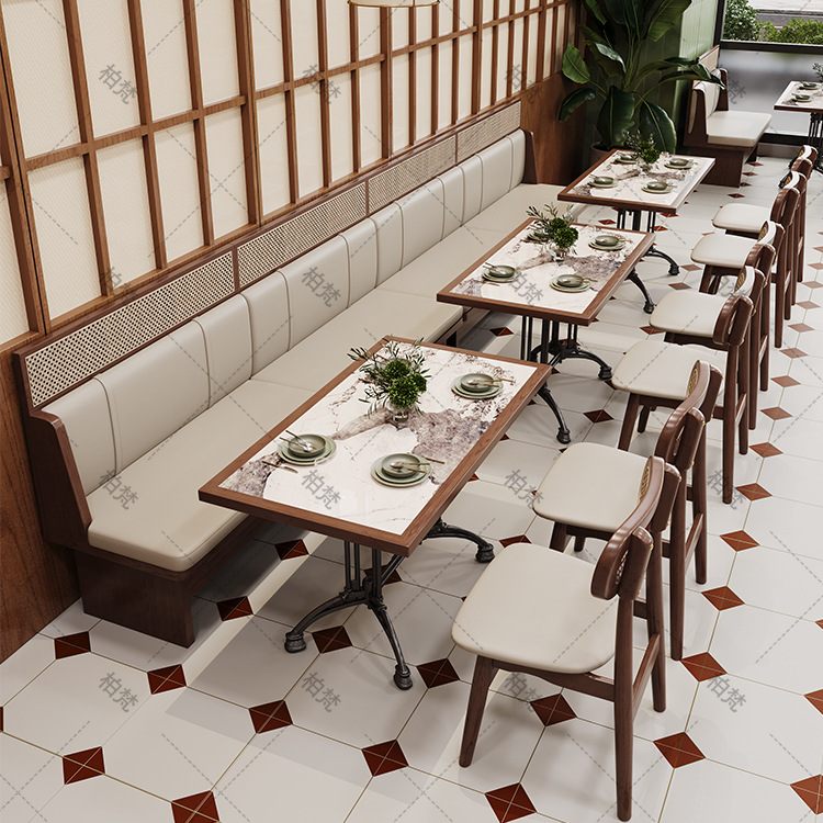 Mesa y silla de comedor de caña del sudeste asiático Comedor comercial de restaurantes de restaurantes de caña de arco de caña sofá personalizado