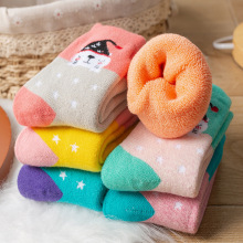 儿童袜子冬季加绒加厚保暖毛圈袜卡通毛巾袜女童中筒袜学生地板袜