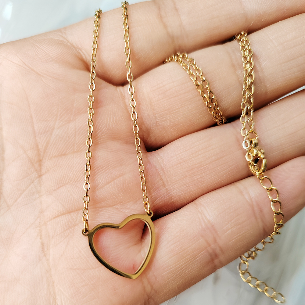 Women'S Gender Simple Style Heart Shape Stainless Steel Titanium Steel Plating Necklace