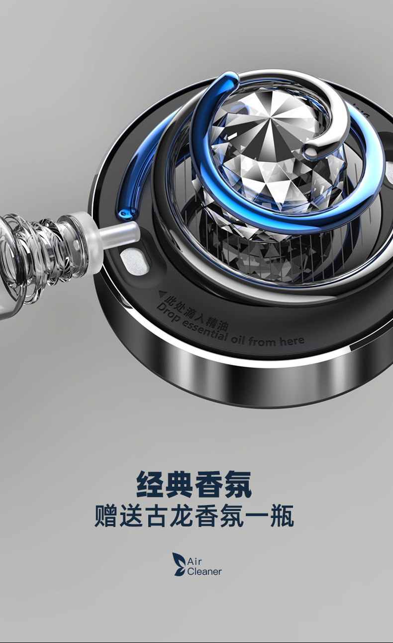 2026 New Model Car Fragrance Solar-Powered Rotating Aroma Diffuser Car Fragrance Tablet Seat-Mounted Decoration Perfume