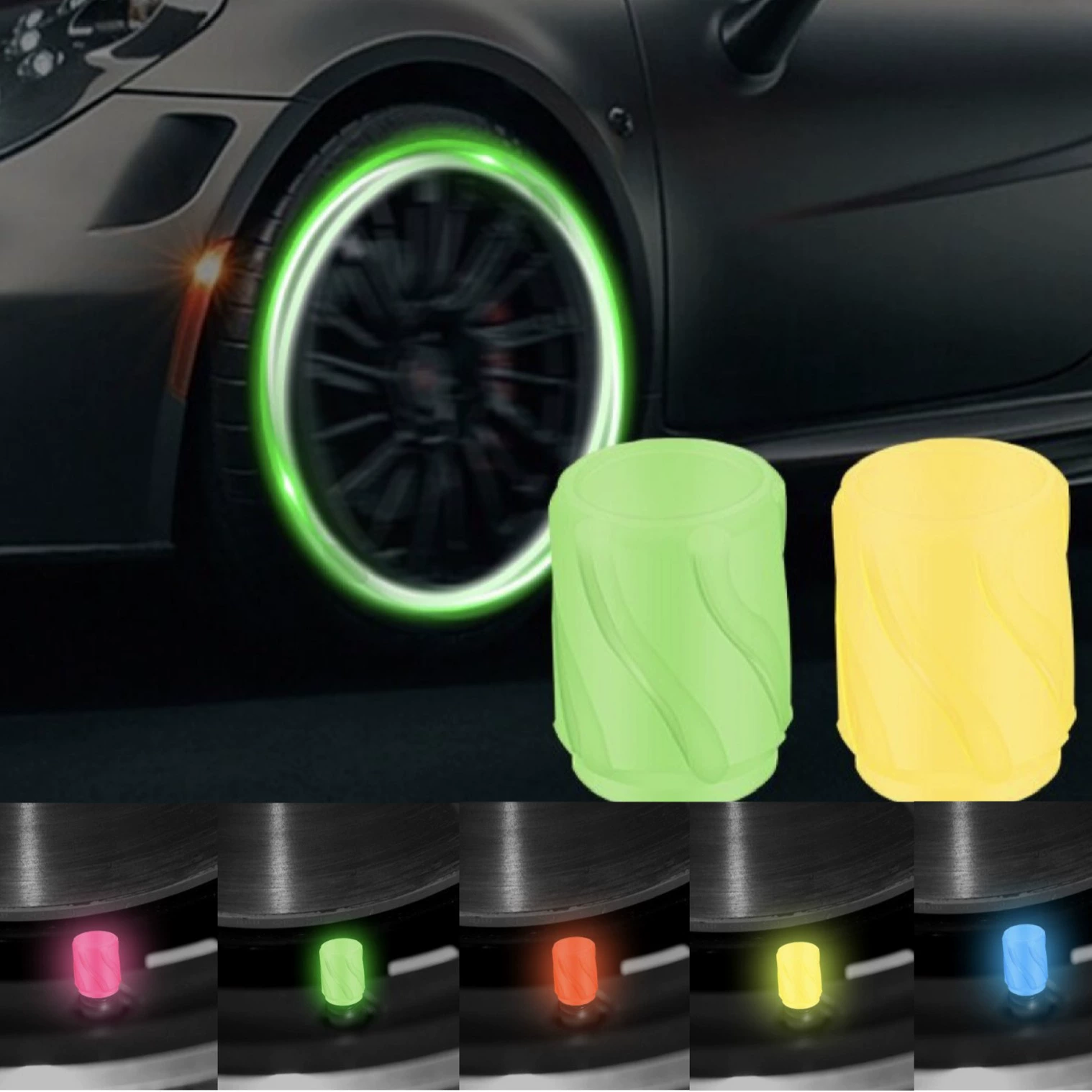 Новая спиральная светящаяся крышка клапана клапана, крышка клапана для автомобильных шин, светящаяся крышка клапана для мотоцикла