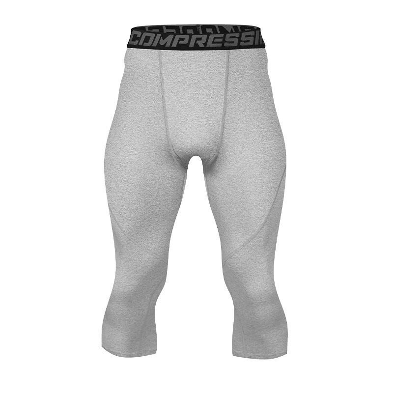 Pantalones de compresión de poliéster de alta elasticidad personalizados transfronterizos para hombres gimnasio siete pantalones secos rápidos al aire libre pantalones deportivos