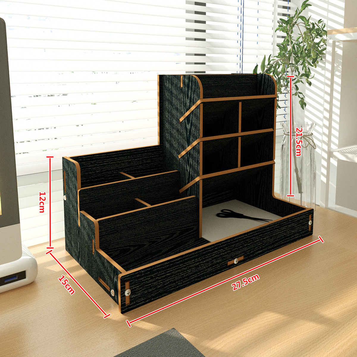 Caja de almacenamiento de escritorio estilo europeo, portalápices, artículos de papelería, caja de almacenamiento integrada para escritorio de oficina, caja de madera creativa para control remoto, venta al por mayor