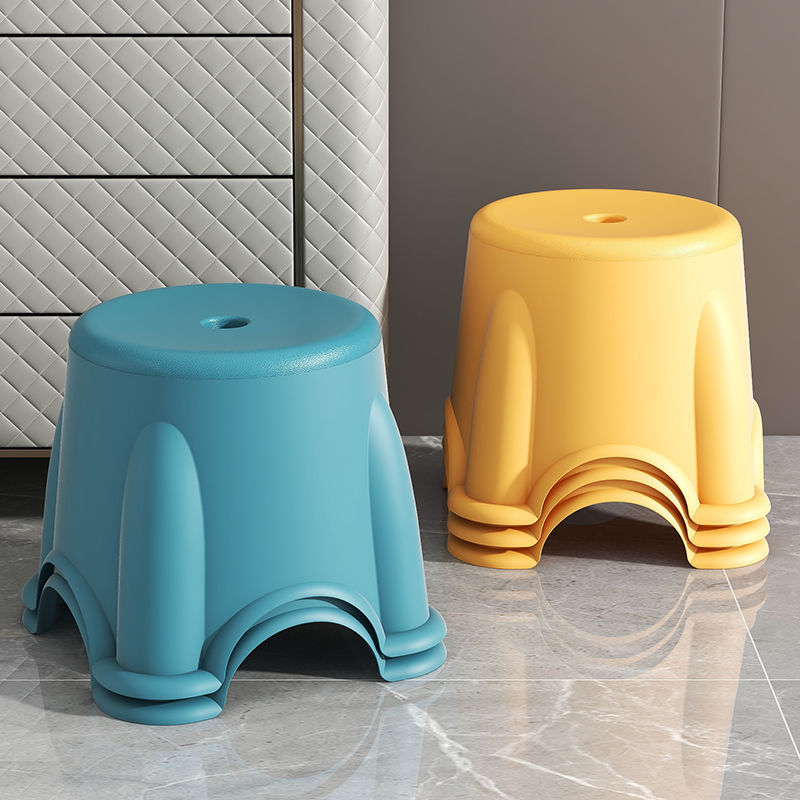 Taburete pequeño para niños, banco de plástico, hogar, redondo, adulto, cambio de zapatos, baño de bebé, dormitorio, fábrica de sillas, una pieza al por mayor