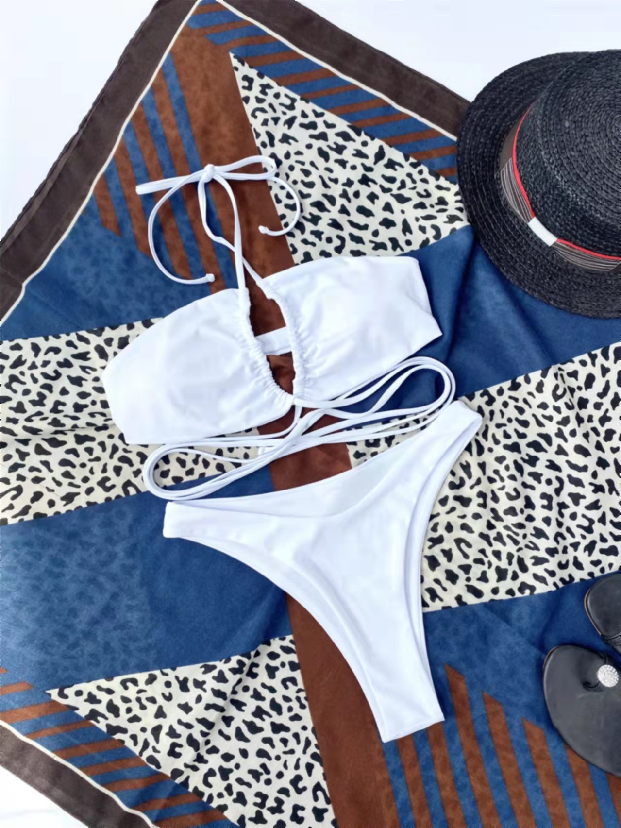 2021 Amazon nuevo comercio exterior europeo y americano traje de baño de las mujeres traje de baño de color sólido vendaje sexy bikini traje de baño