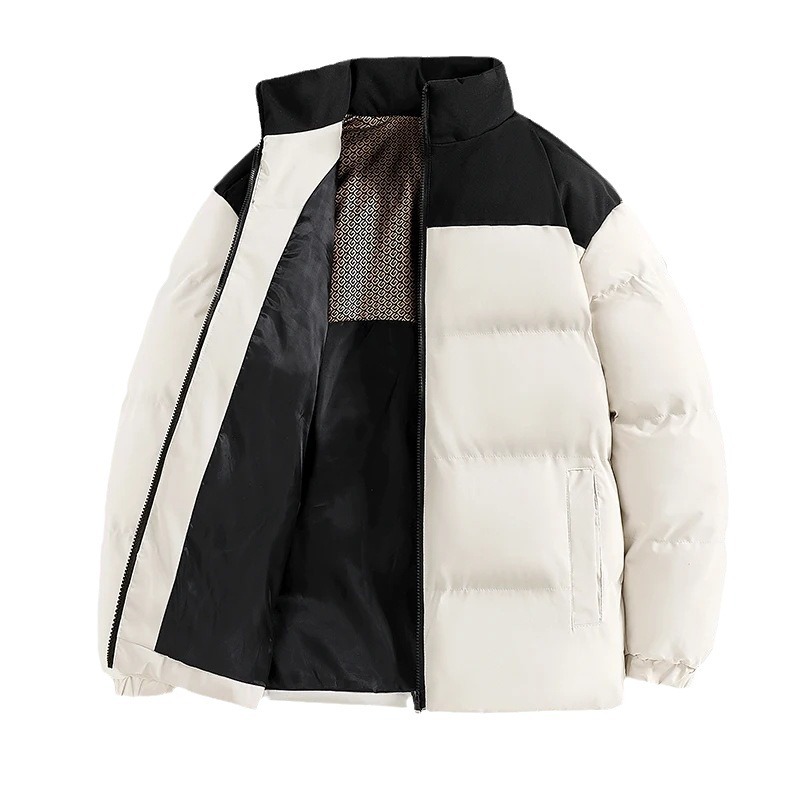 Color de invierno ropa de algodón de gran tamaño para hombres grafeno grueso ropa de pan para hombres moda de cuello vertical abrigo caliente para hombres