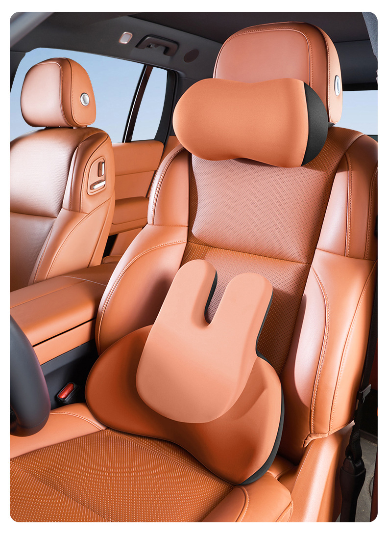 High-End Car Headrest with Heating, Electric Massage, Space Memory Foam Seat, Neck Pillow, Car Lumbar Support Pillow