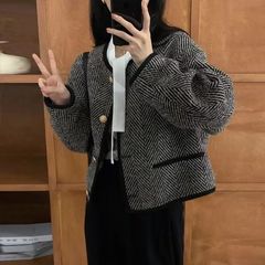 2025年新款高级感短外套韩系休闲百搭小众设计秋冬季小香风外套