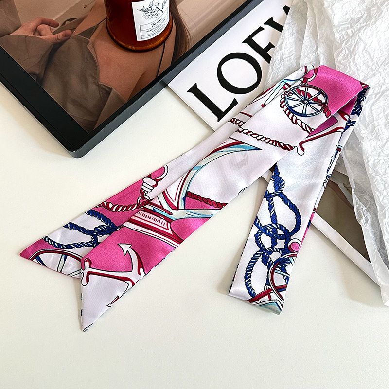 Pañuelo de seda largo, decoración de moda avanzada coreana, bufanda pequeña, bolsa de toalla de seda para mujer, cinturón de envoltura, turbante multiusos, cinturón para el cabello