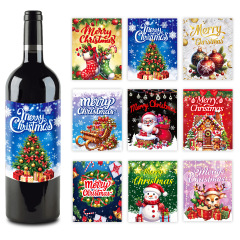 跨境 圣诞节装饰酒瓶贴纸 merry christmas派对红酒瓶不干胶贴纸