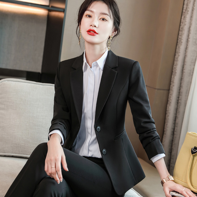 Autumn and Winter 2024 New Business Wear Women's Two-Button Slim-Fit Suit Dress Bank Hotel White-Collar Work Clothes