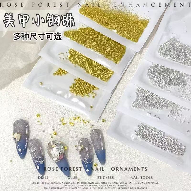Wholesale nail art mini small steel ball 0.4MM large small size size suit gold and silver round beads nail jewelry drill Wholesale nail art mini small steel ball 0.4MM large small size size suit gold and silver round beads nail jewelry drill