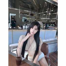 51STUDIO自制纯欲辣妹短袖T恤江南美人交叉Ｖ领紧身打底衫上衣